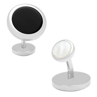 Double-Sided Onyx Round Beveled Cuff Links