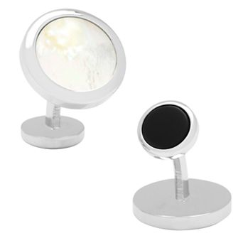 Double-Sided Mother of Pearl Round Beveled Cuff Links