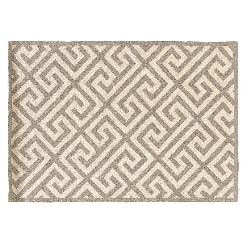 Linon Silhouette Greek Key Wool Rug, Grey, 8X10 Ft