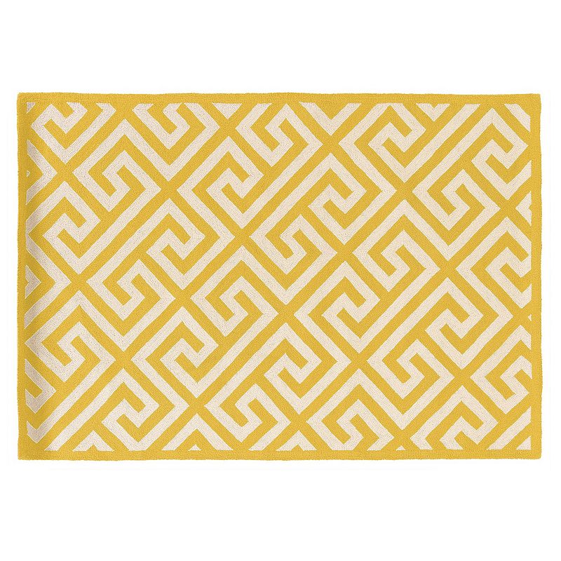 Linon Silhouette Greek Key Wool Rug, Yellow, 8X10 Ft
