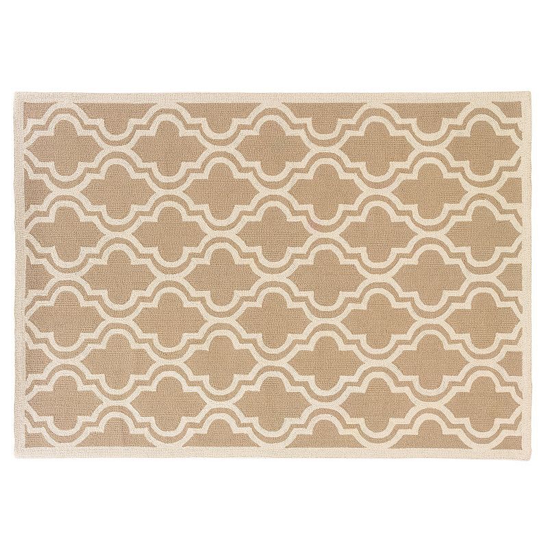Linon Silhouette Quatrefoil Wool Rug, Beig/Green, 8X10 Ft