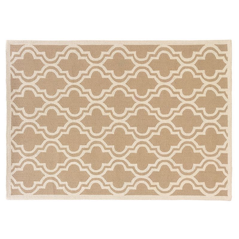 Linon Silhouette Quatrefoil Wool Rug, Beig/Green, 8X10 Ft