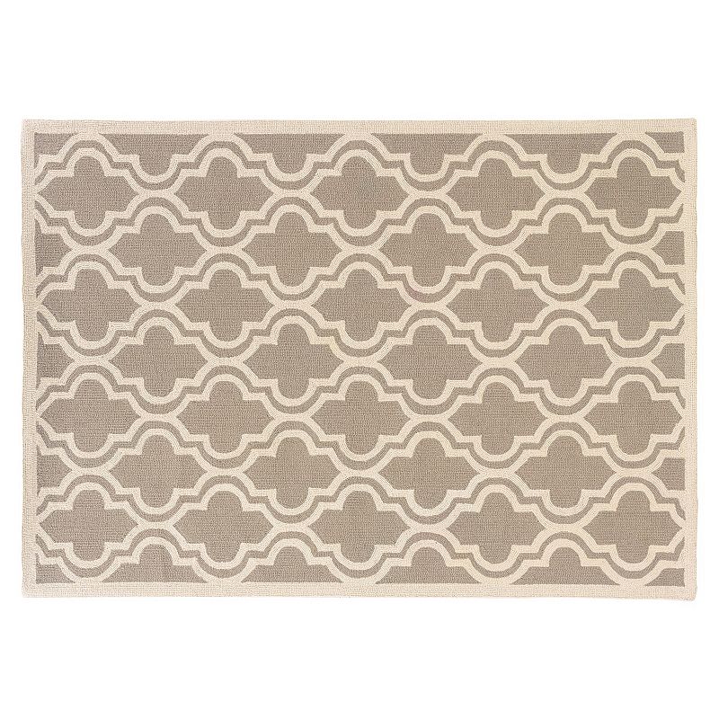 Linon Silhouette Quatrefoil Wool Rug, Grey, 8X10 Ft