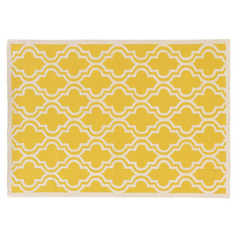 Linon Silhouette Quatrefoil Wool Rug, Yellow, 8X10 Ft