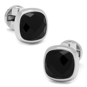 Faceted Onyx Cushion Cuff Links