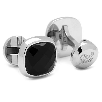 Faceted Onyx Cushion Cuff Links