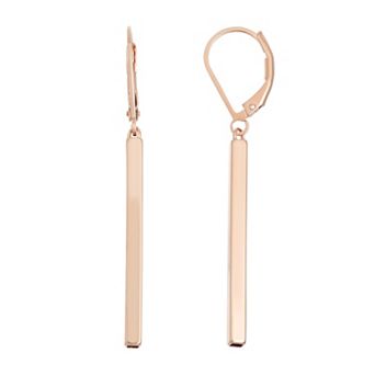 Classic Treasures 18k Rose Gold Over Silver Stick Drop Earrings