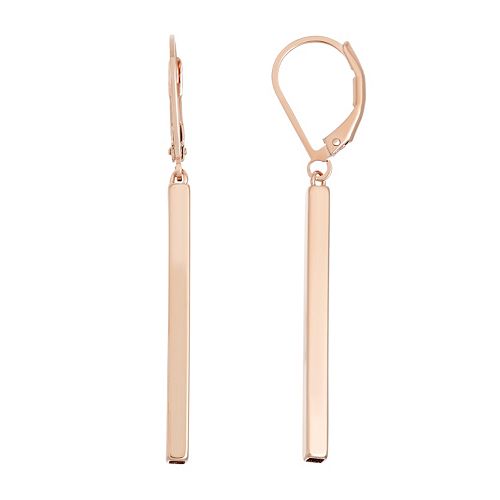18k Rose Gold Over Silver Stick Drop Earrings
