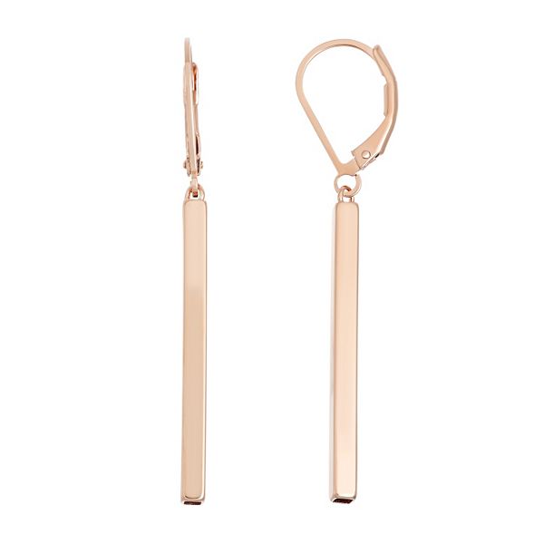 18k Rose Gold Over Silver Stick Drop Earrings