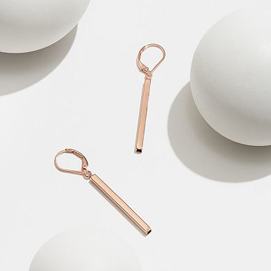 18k Rose Gold Over Silver Stick Drop Earrings