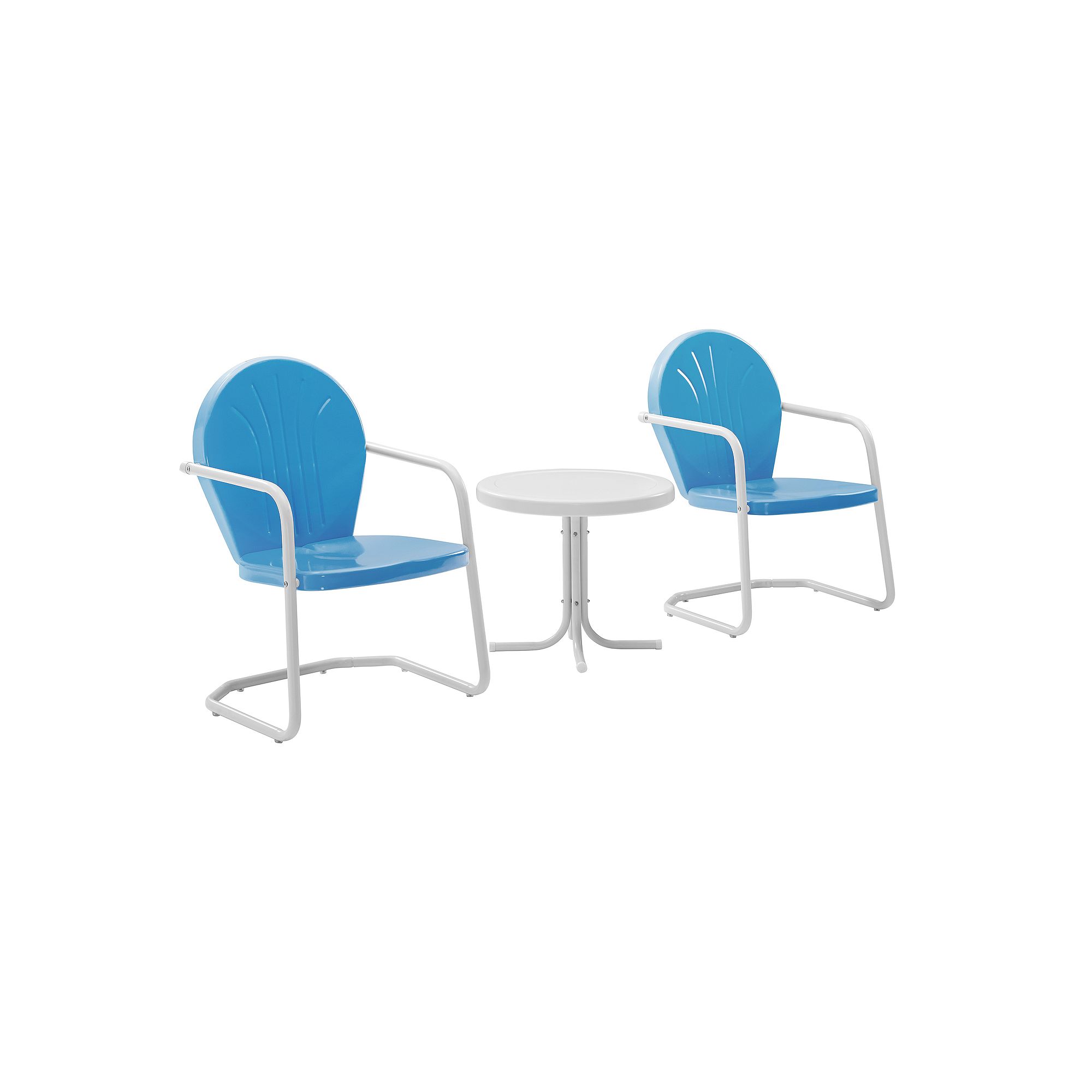 Griffith Metal Chairs & End Table 3-piece Set, Blue