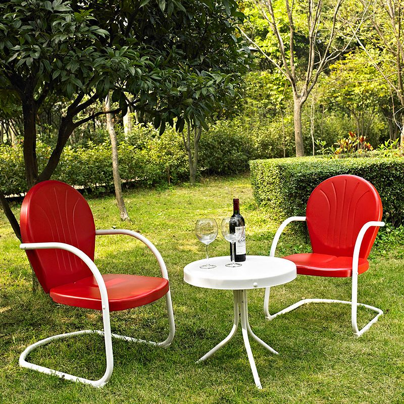 Griffith Metal Chairs & End Table 3-piece Set, Red