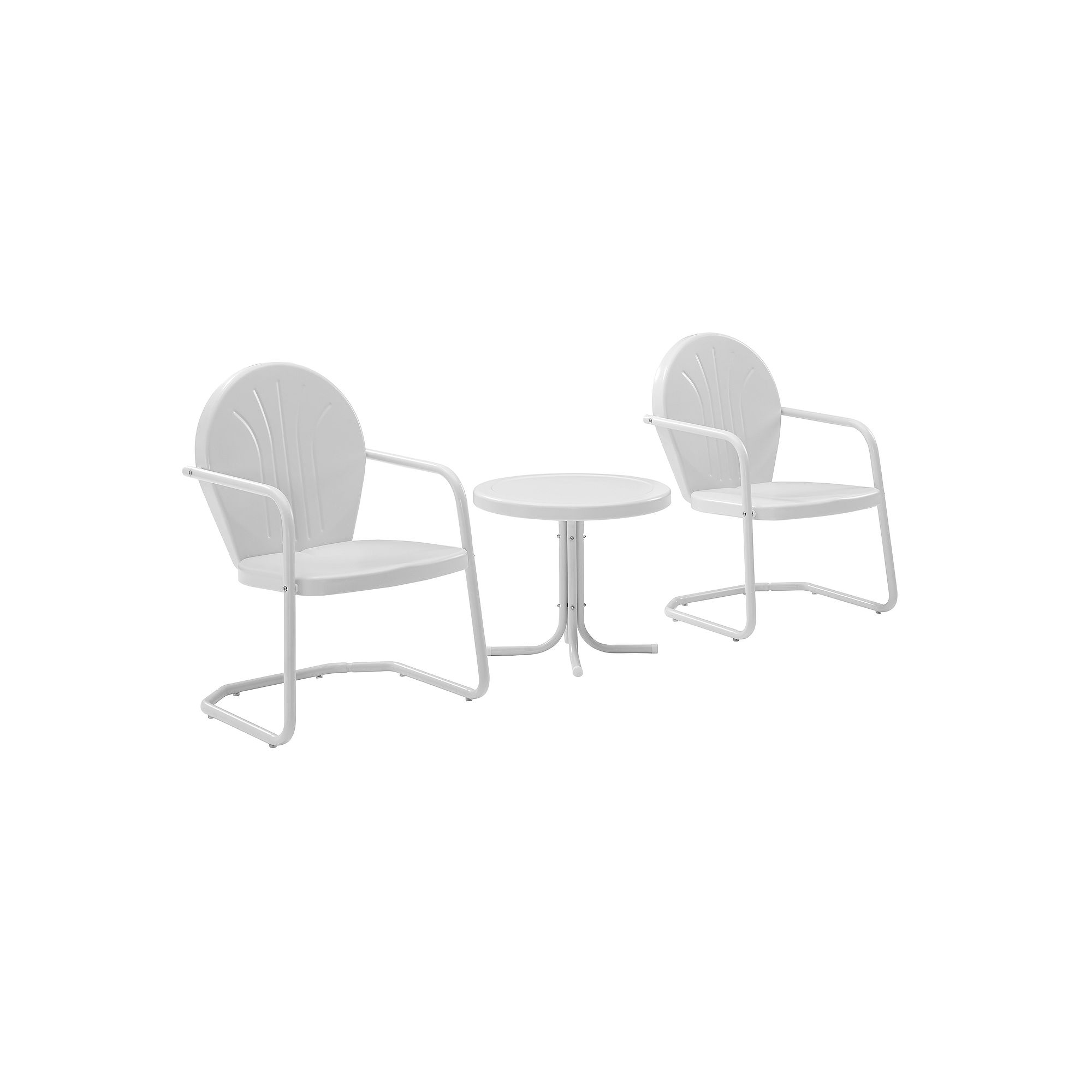 Griffith Metal Chairs & End Table 3-piece Set, White