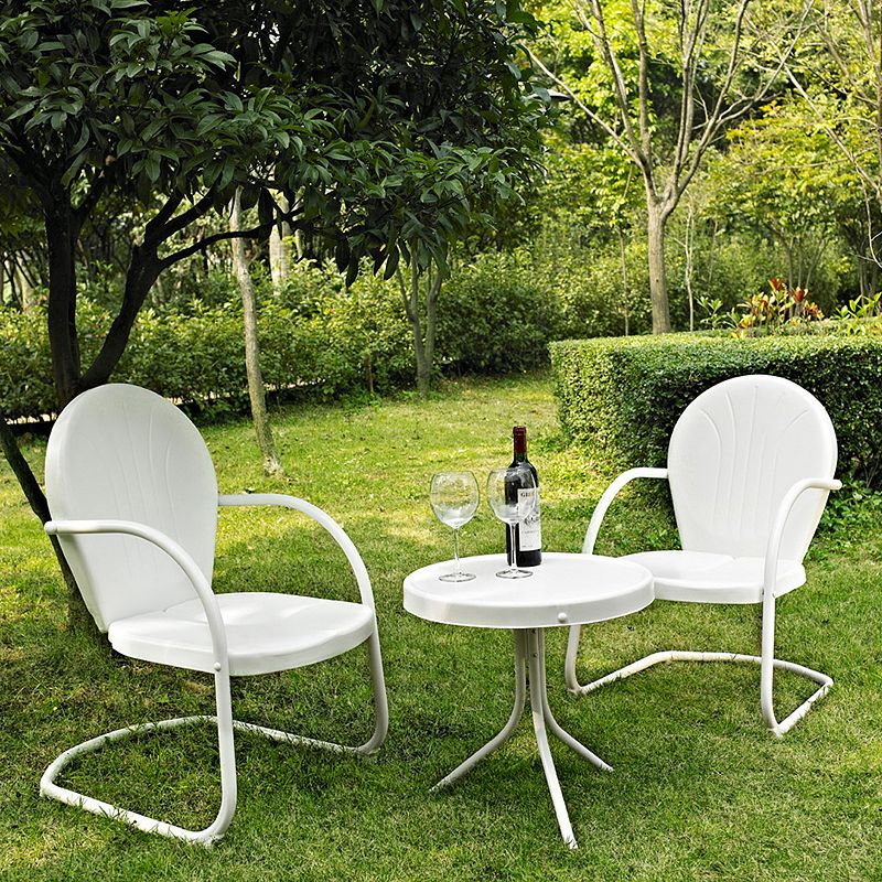 Griffith Metal Chairs & End Table 3-piece Set, White