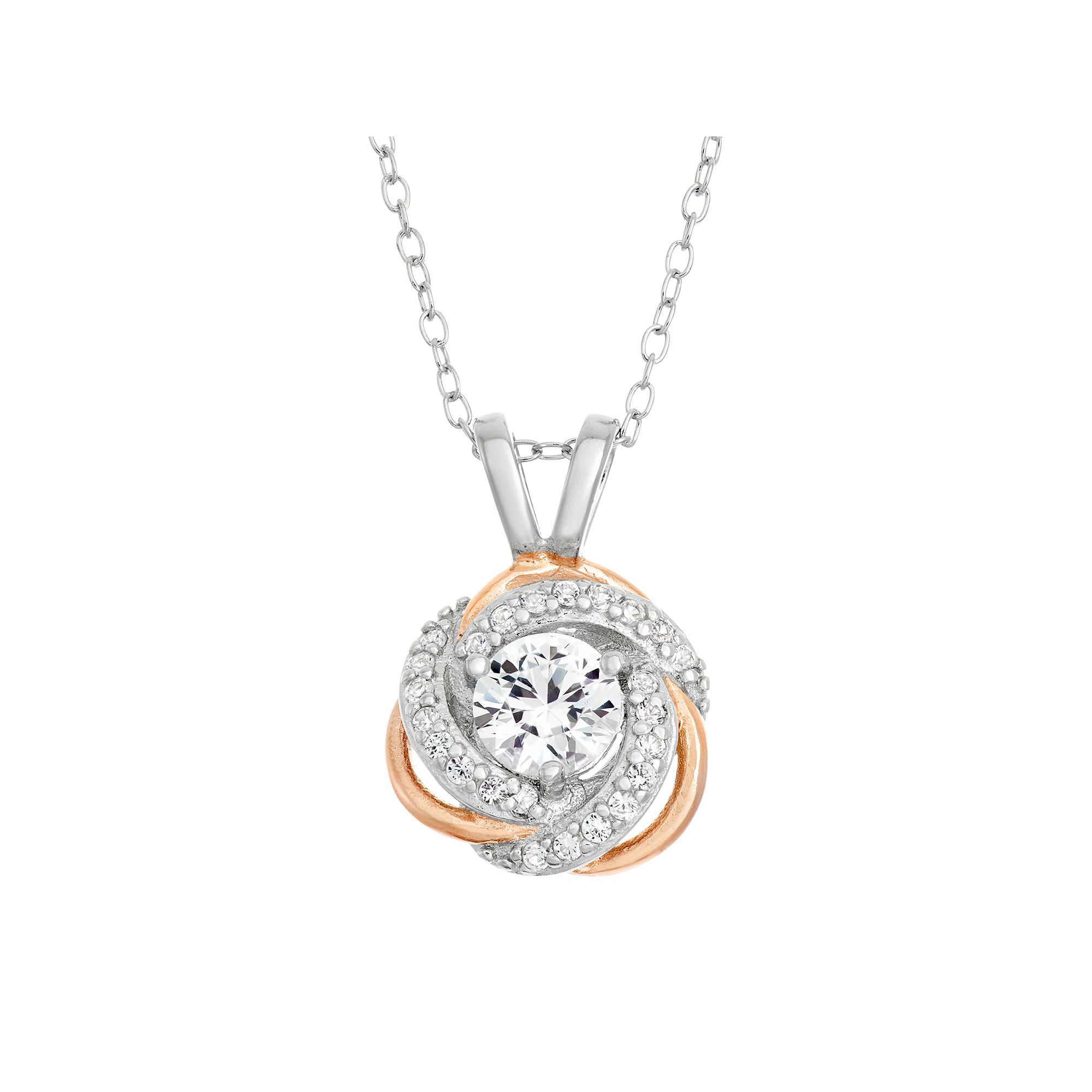Lab-Created White Sapphire Sterling Silver & 18k Rose Gold Over Silver Lov