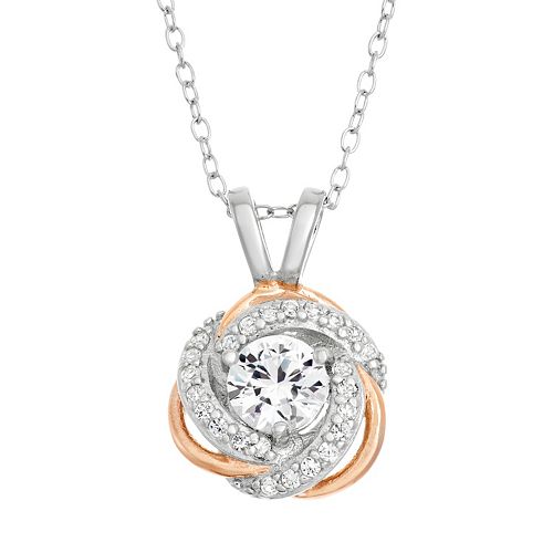 Lab-Created White Sapphire Sterling Silver & 18k Rose Gold Over Silver ...