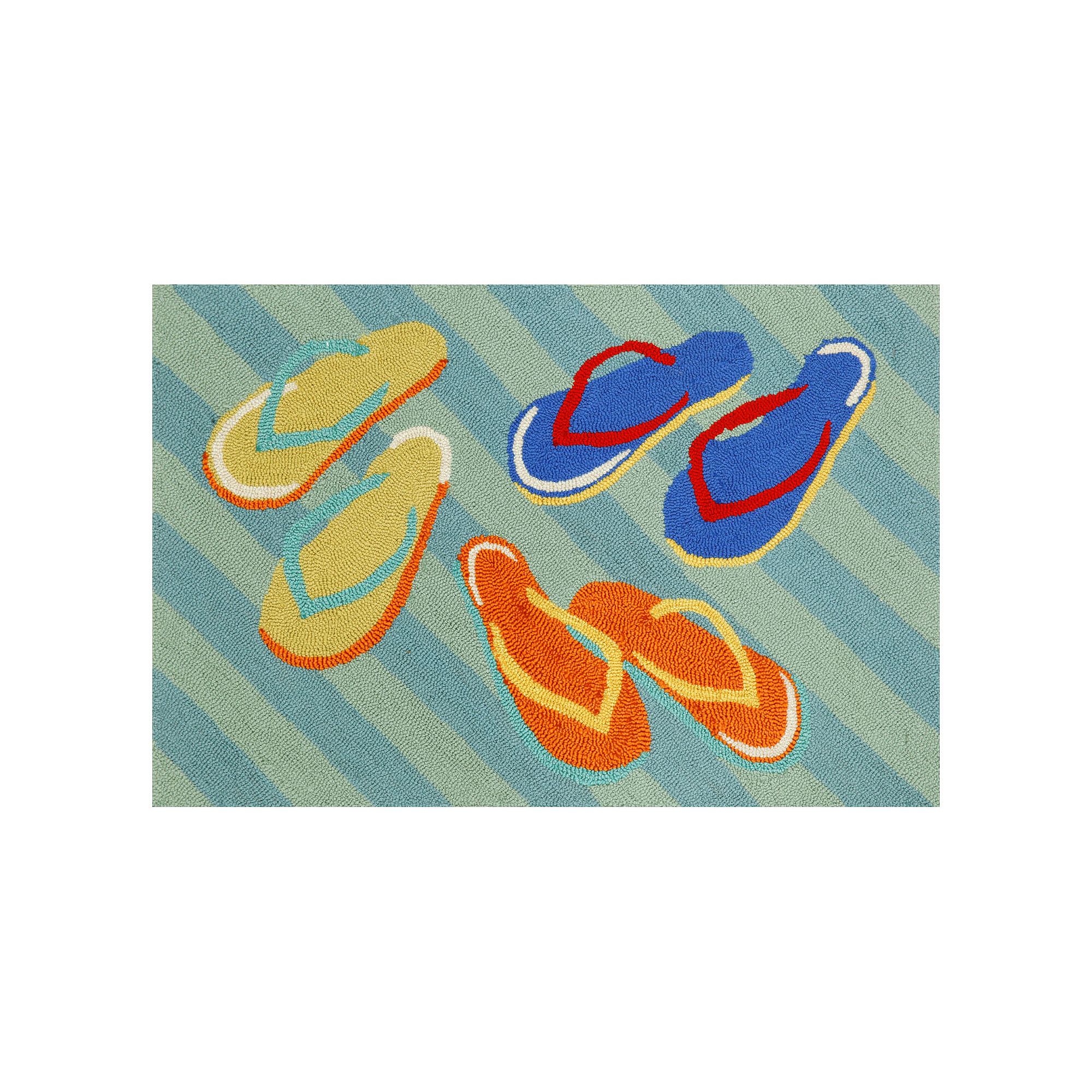 Liora Manne Frontporch Flip Flops Indoor Outdoor Rug, Blue