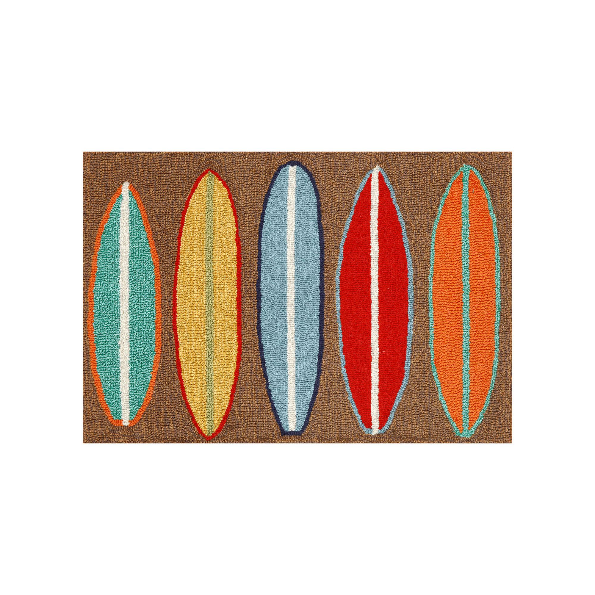 Liora Manne Frontporch Surfboards Indoor Outdoor Rug, Brown