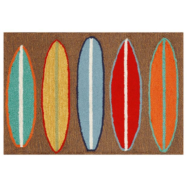 Liora Manne Frontporch Surfboards Area Rug Size 20 Inches x 30 Inches Brown