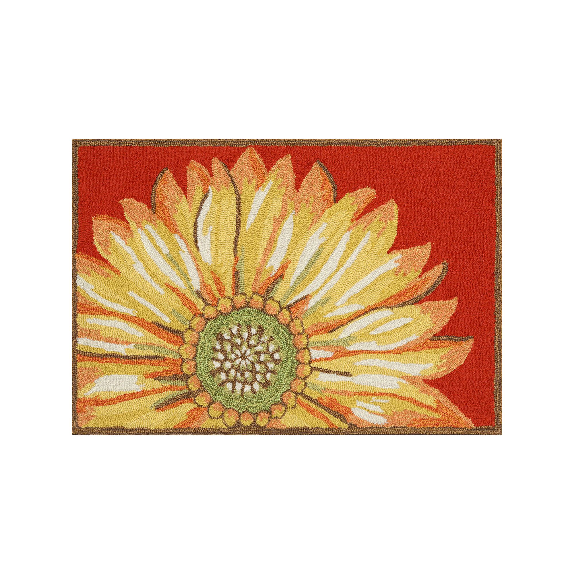 Liora Manne Frontporch Sunflower Indoor Outdoor Rug, Red