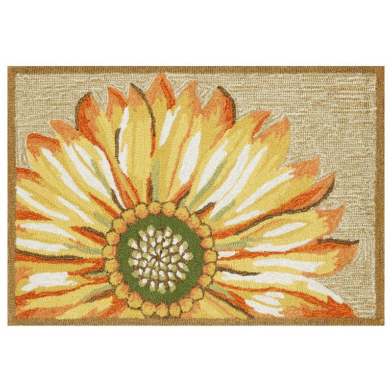 Liora Manne Frontporch Sunflower Indoor Outdoor Rug, Yellow, 5Ft Rnd