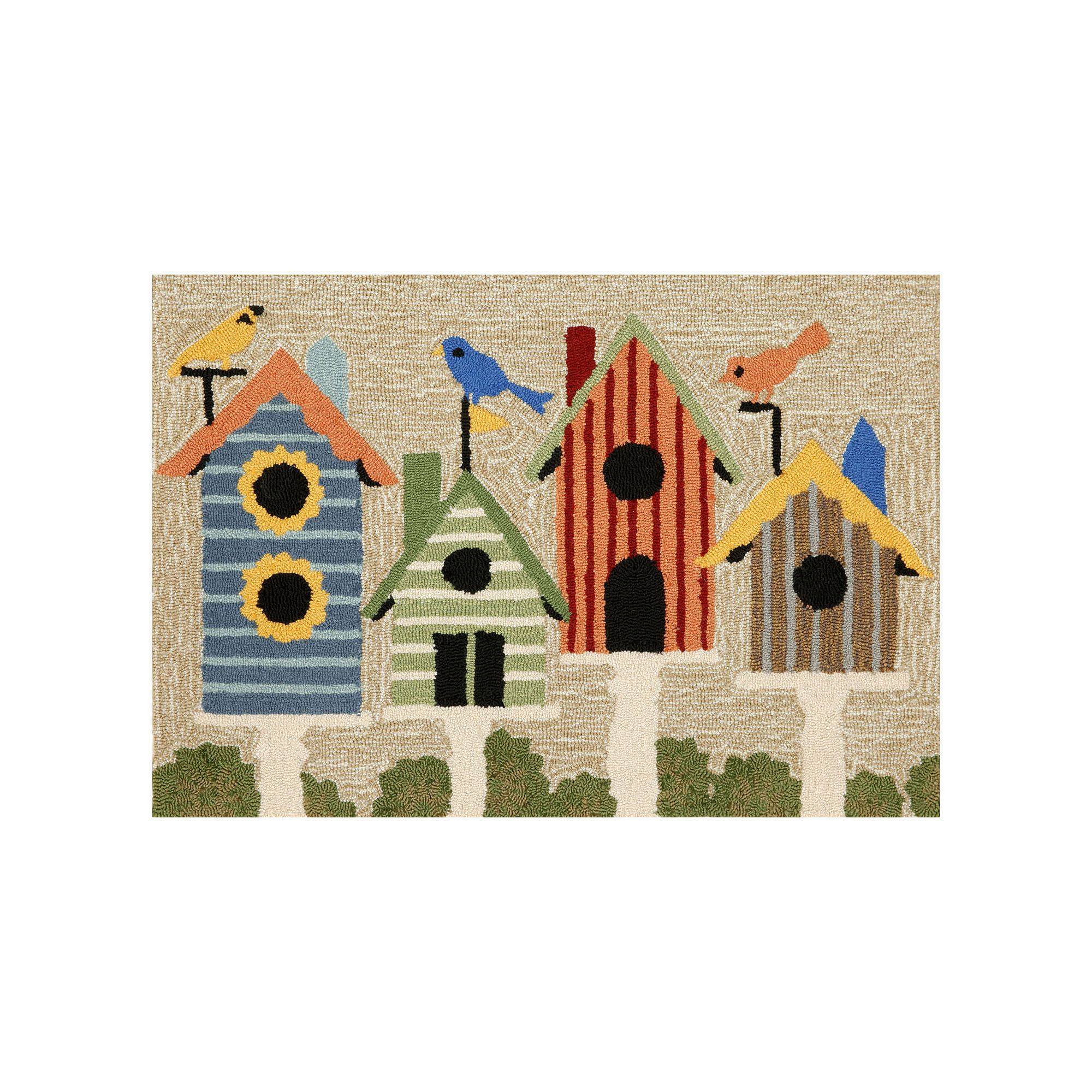 Liora Manne Frontporch Birdhouses Indoor Outdoor Rug, Multi