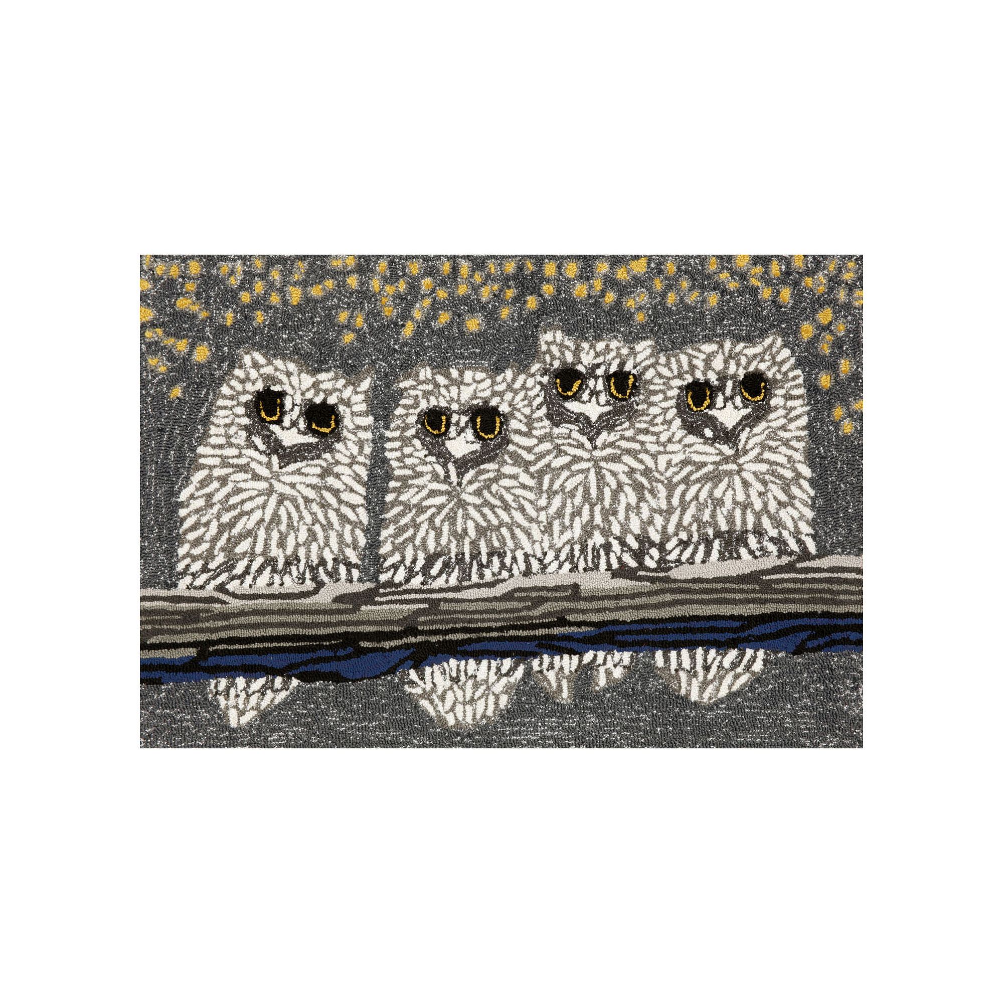 Liora Manne Frontporch Owls Indoor Outdoor Rug, Black