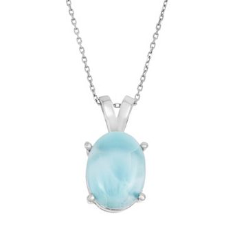 Nautica Rocks Larimar Sterling Silver Oval Pendant Necklace