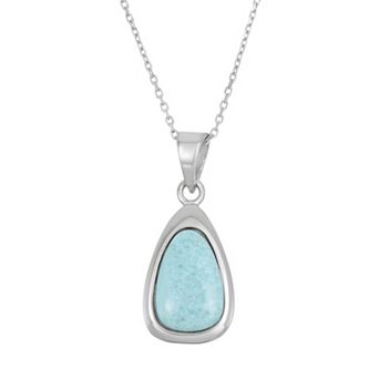 Nautica Rocks Larimar Sterling Silver Teardrop Halo Pendant Necklace