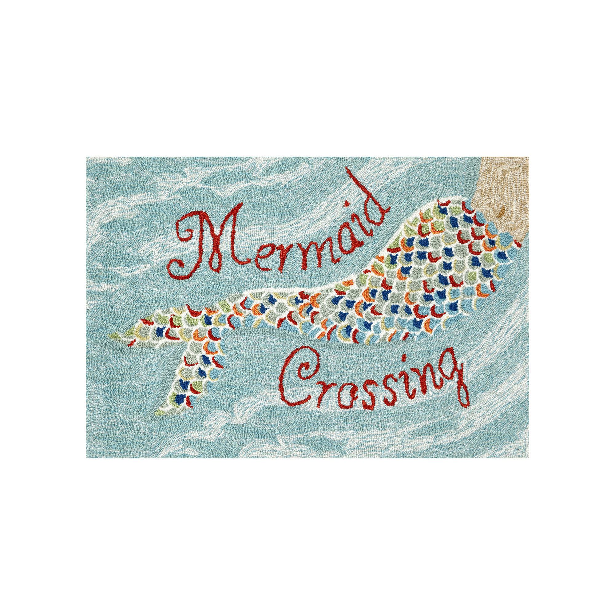 Liora Manne Frontporch Mermaid Crossing Indoor Outdoor Rug, Blue