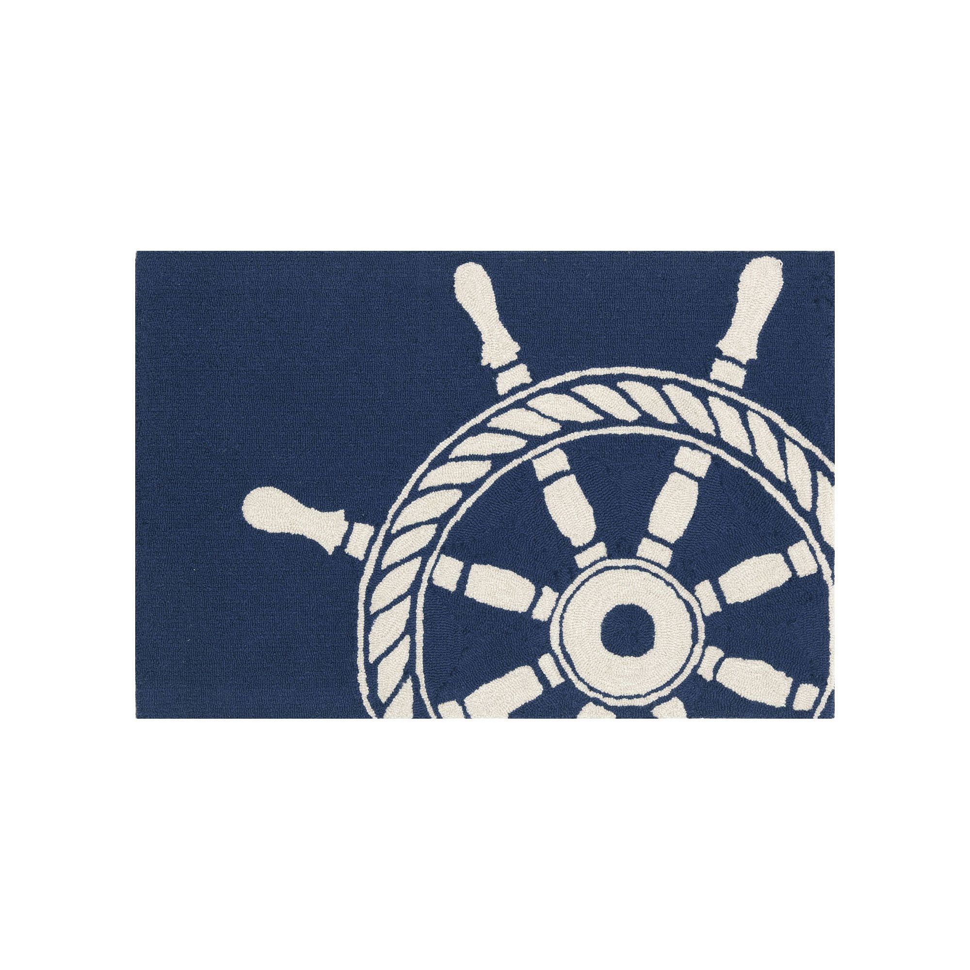 Liora Manne Frontporch Ship Wheel Indoor Outdoor Rug, Blue