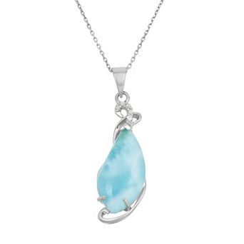 Nautica Rocks Larimar & Cubic Zirconia Sterling Silver Pendant Necklace
