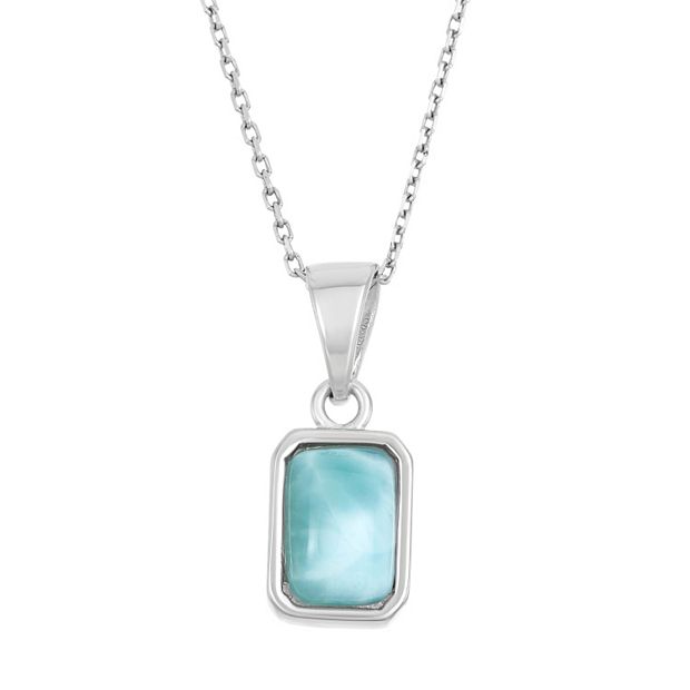 Silver on sale Larimar with halo pendant