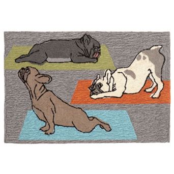 Liora Manne Frontporch Yoga Dogs Indoor Outdoor Rug