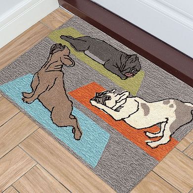 Liora Manne Frontporch Yoga Dogs Indoor Outdoor Rug
