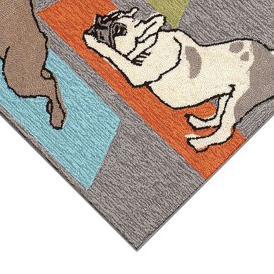 Liora Manne Frontporch Yoga Dogs Indoor Outdoor Rug