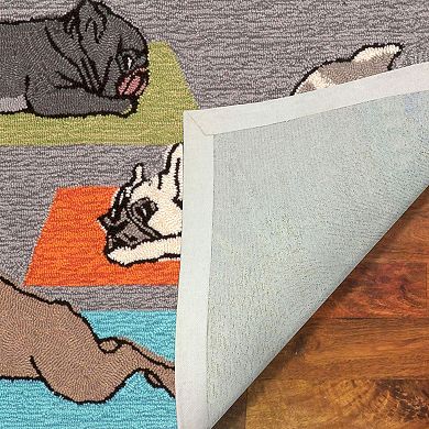 Liora Manne Frontporch Yoga Dogs Indoor Outdoor Rug