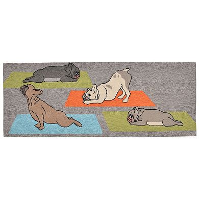 Liora Manne Frontporch Yoga Dogs Indoor Outdoor Rug