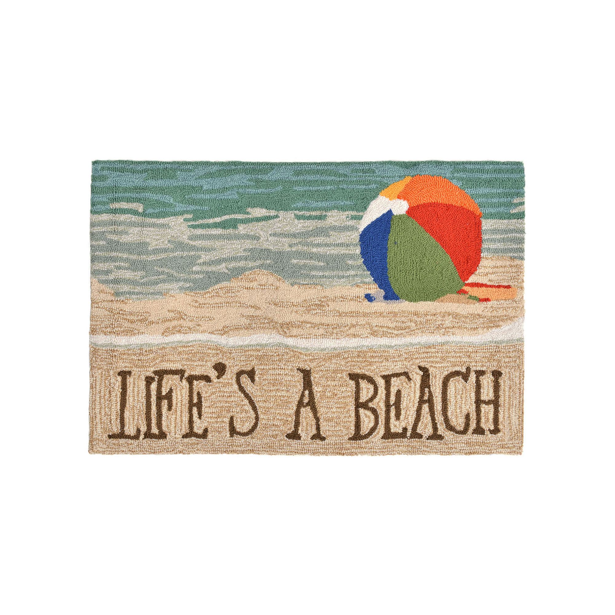 Liora Manne Frontporch Lifes a Beach Indoor Outdoor Rug, Brown
