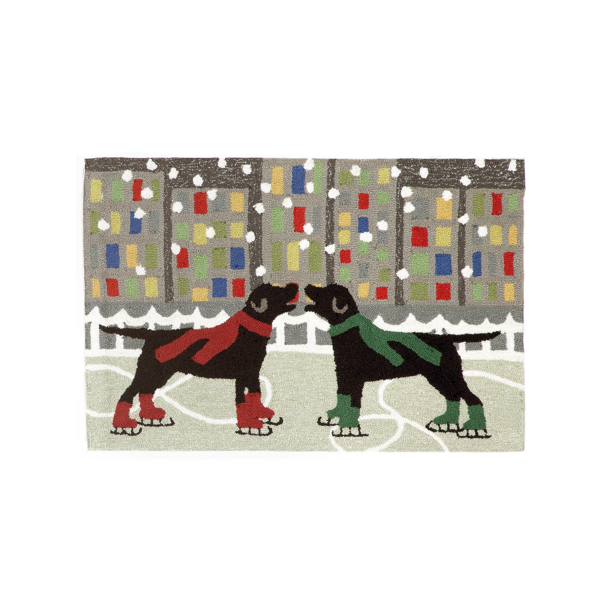 Liora Manne Frontporch Holiday Ice Dogs Indoor Outdoor Rug, Multi