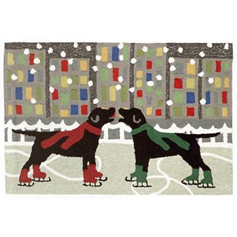 Liora Manne Frontporch Holiday Ice Dogs Indoor Outdoor Rug