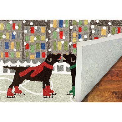 Liora Manne Frontporch Holiday Ice Dogs Indoor Outdoor Rug
