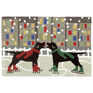 Liora Manne Frontporch Holiday Ice Dogs Indoor Outdoor Rug