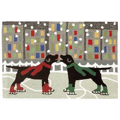 Liora Manne Frontporch Holiday Ice Dogs Indoor Outdoor Rug