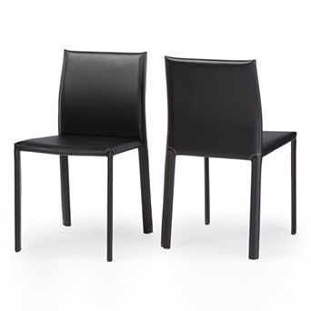 Baxton Studio 2 pc Burridge Leather Dining Chair Set