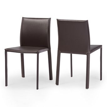 Baxton Studio 2 pc Burridge Leather Dining Chair Set