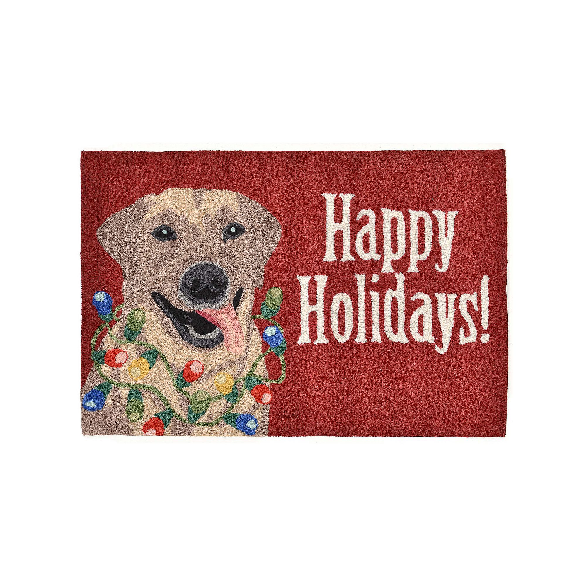 Liora Manne Frontporch Happy Holidays Indoor Outdoor Rug, Red