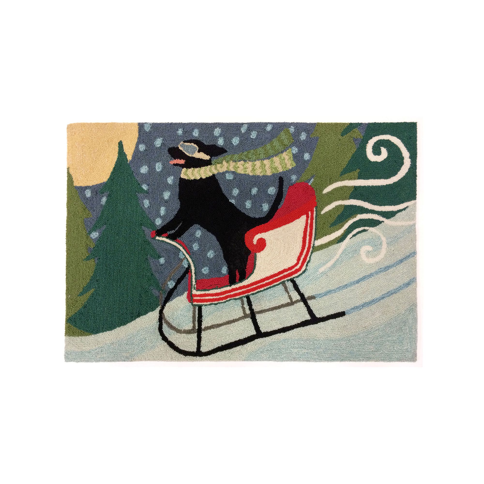 Liora Manne Frontporch Sledding Dog Indoor Outdoor Rug, Multi