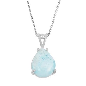Nautica Rocks Larimar Sterling Silver Teardrop Pendant Necklace