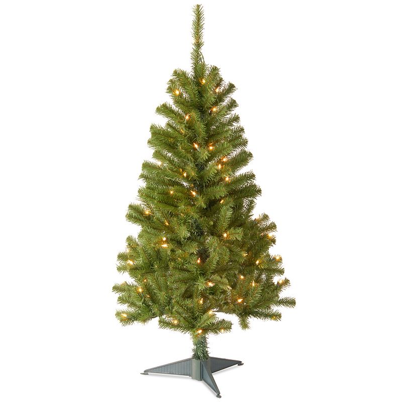 National Tree Pre-Lit 4' Canadian Fir Grande Wrapped Artificial Christmas Tree with 100 Clear Lights